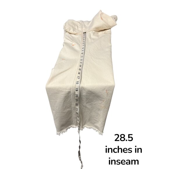 We The Free by Free People Cream Distressed Straight Crop Jeans – Size 27 – High - Picture 10 of 13